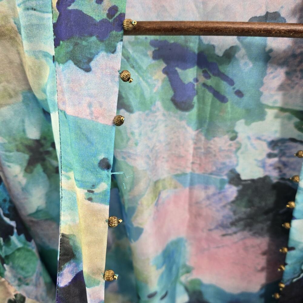 Soft Surroundings Kimono Womens Floral Wrap Tie Topper Cover Watercolor - Picture 9 of 13